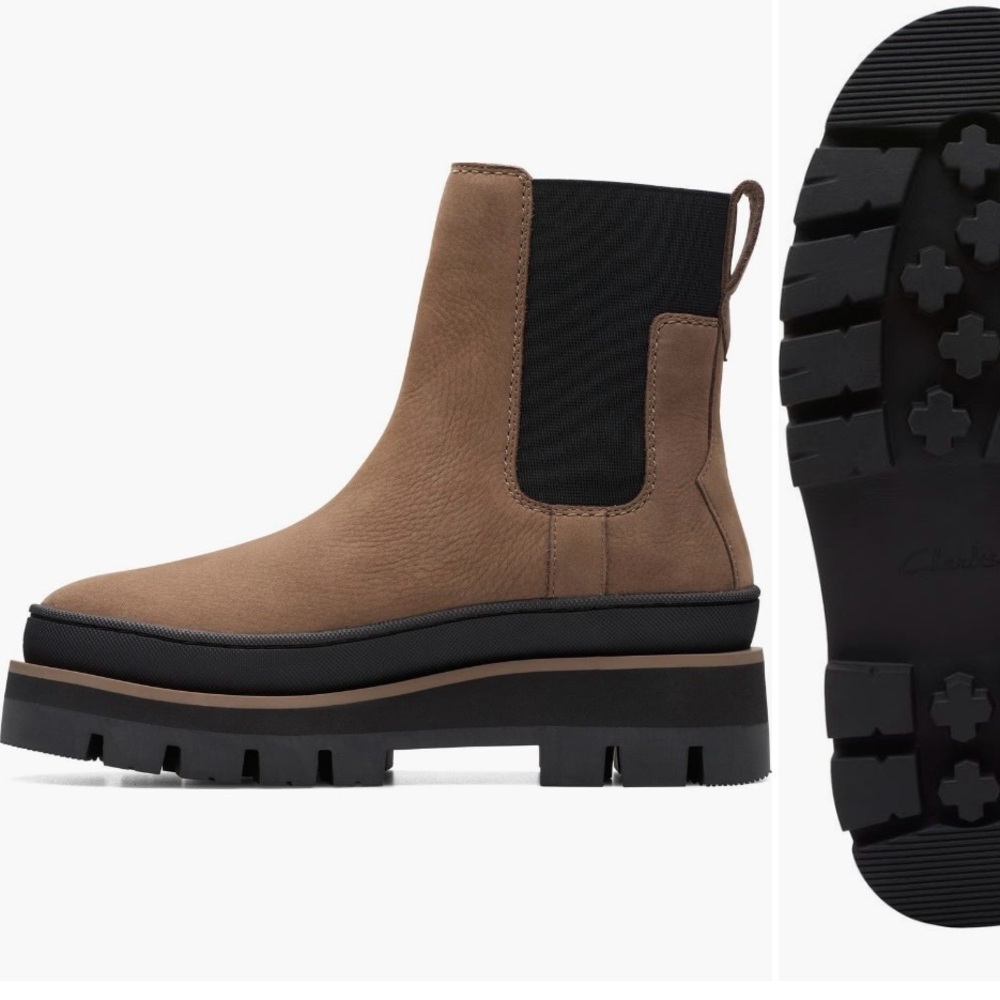 CLARKS ARIANNA 2 PEBBLE NUBUCK BOOTS ~ SIZE 10
